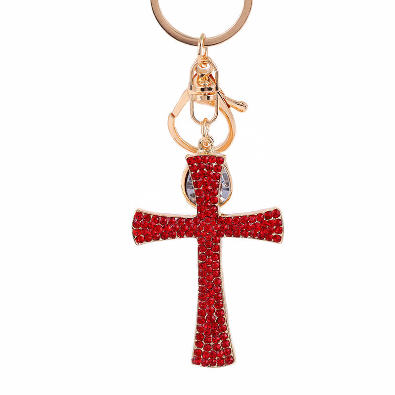 Wholesale Alloy Diamond Cross Key Chain